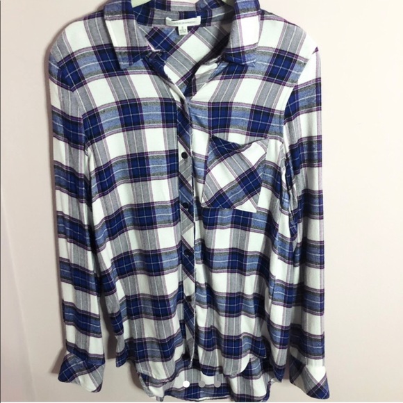 Honey Punch blue and red plaid checkered flannel - Picture 2 of 4